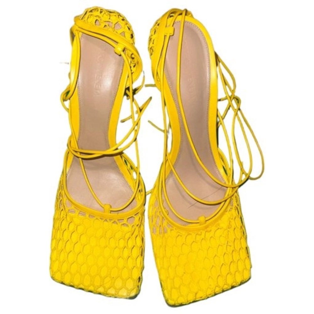 Bottega Veneta Yellow Lace-Up Heels
